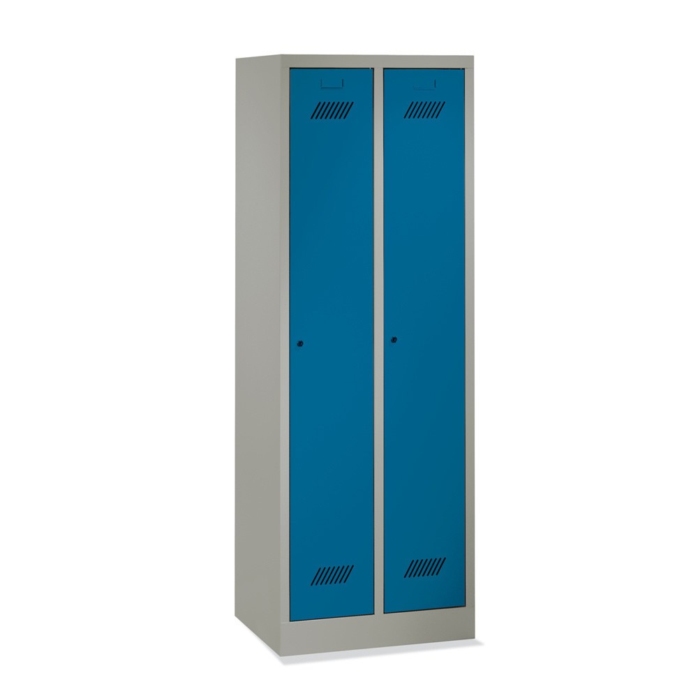N° de l'image du produit 1 : Armoire-penderie PAVOY avec socle + serrure à cylindre, 2 compartiments, H x l x P 1 850 x 630 x 500 mm, rouge feu, gris clair