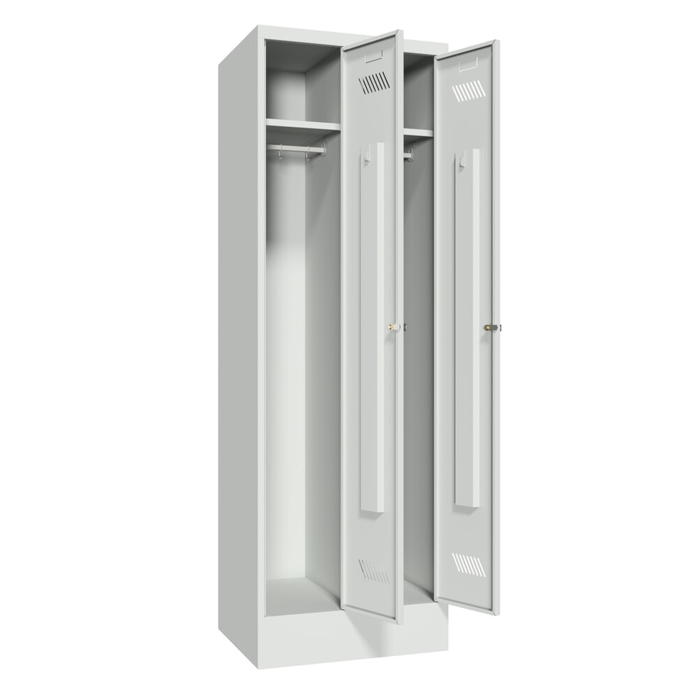 N° de l'image du produit 3 : Armoire-penderie PAVOY avec socle + serrure à cylindre, 2 compartiments, H x l x P 1 850 x 630 x 500 mm, gris clair, gris clair