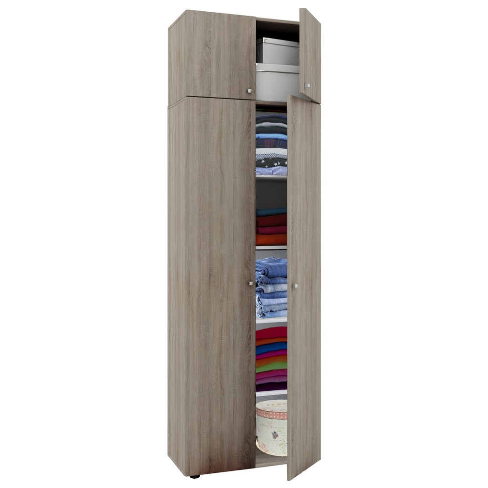Illustration du produit: Armoire polyvalente Vandol I, avec portes et surmeuble, chêne Sonoma