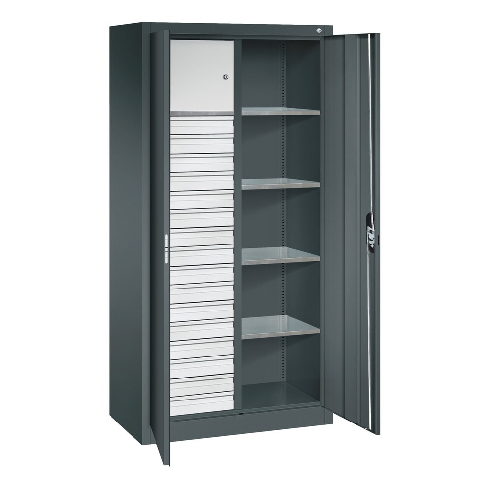 N° de l'image du produit 5 : Armoire pour charges lourdes C+P avec 4 tablettes, H x l x P 1 950 x 930 x 500 mm, gris clair, rouge rubis