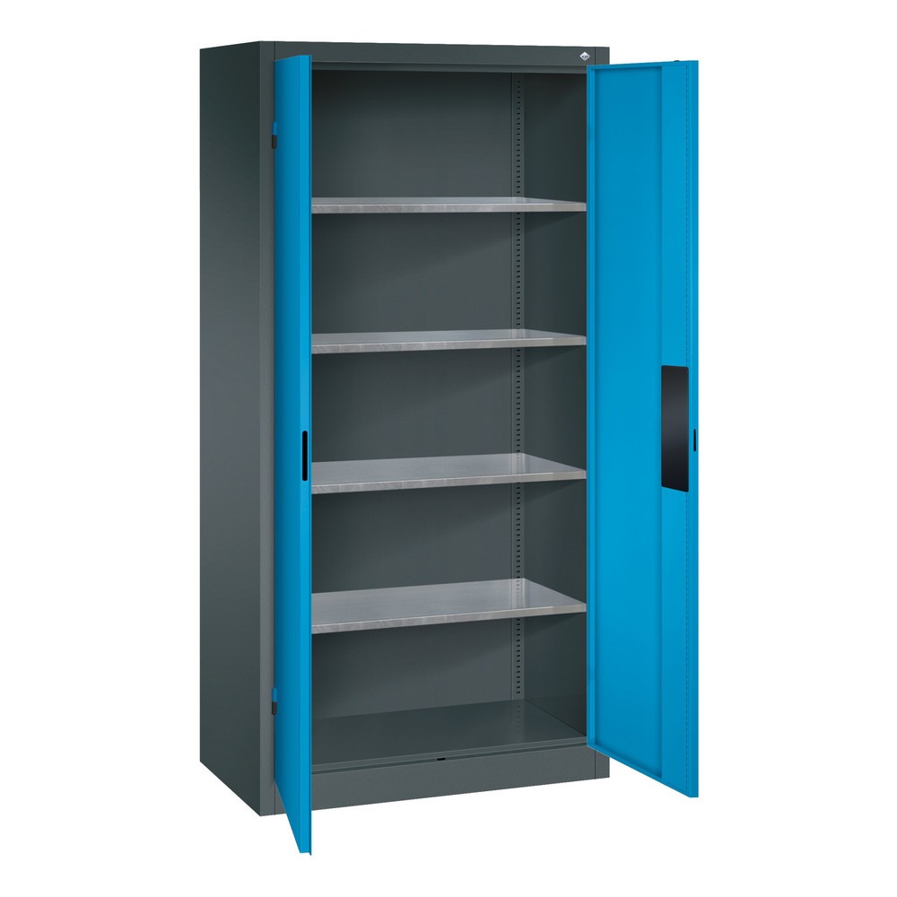 N° de l'image du produit 5 : Armoire pour charges lourdes C+P avec 4 tablettes, H x l x P 1 950 x 930 x 500 mm, gris anthracite, gris anthracite