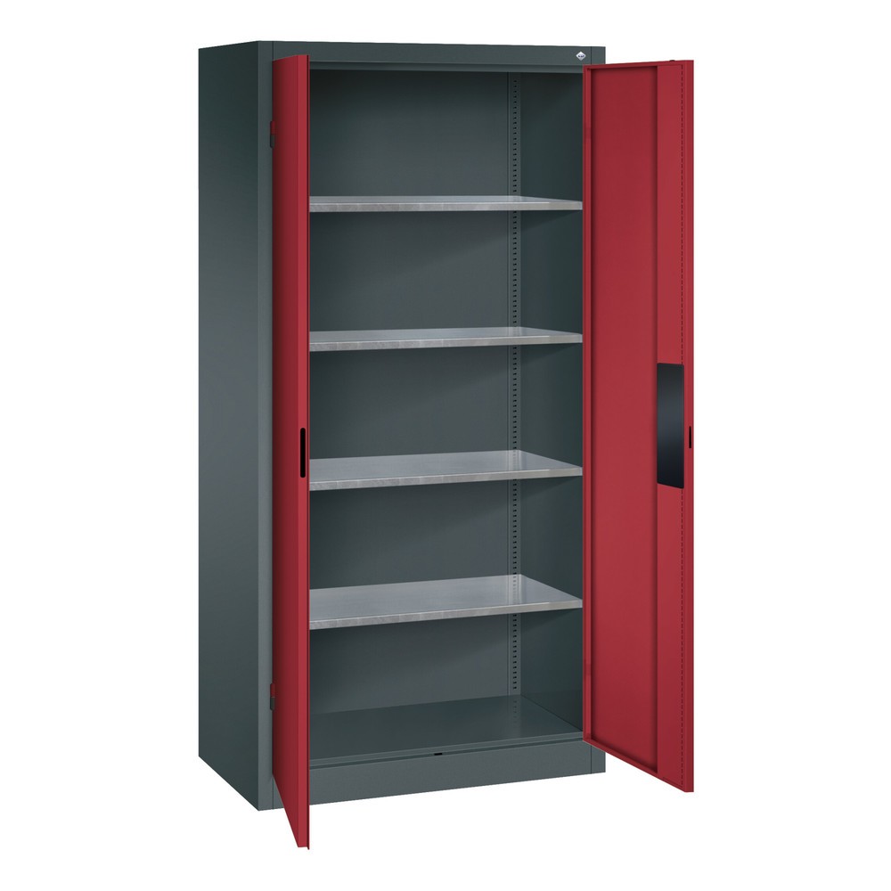 N° de l'image du produit 5 : Armoire pour charges lourdes C+P avec 4 tablettes, H x l x P 1 950 x 930 x 500 mm, gris anthracite, gris noir