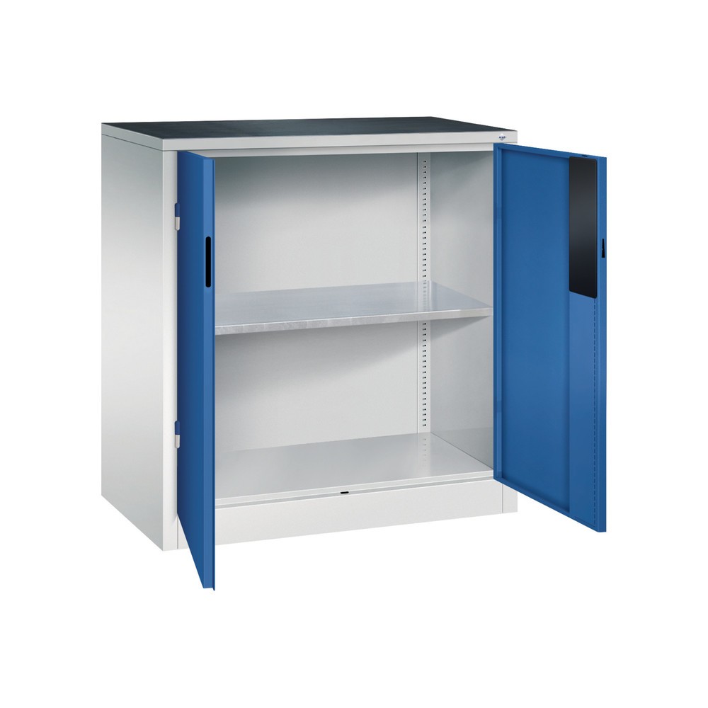 N° de l'image du produit 4 : Armoire pour charges lourdes C+P avec 1 tablette, H x l x P 1 000 x 930 x 500 mm, gris clair, bleu gentiane