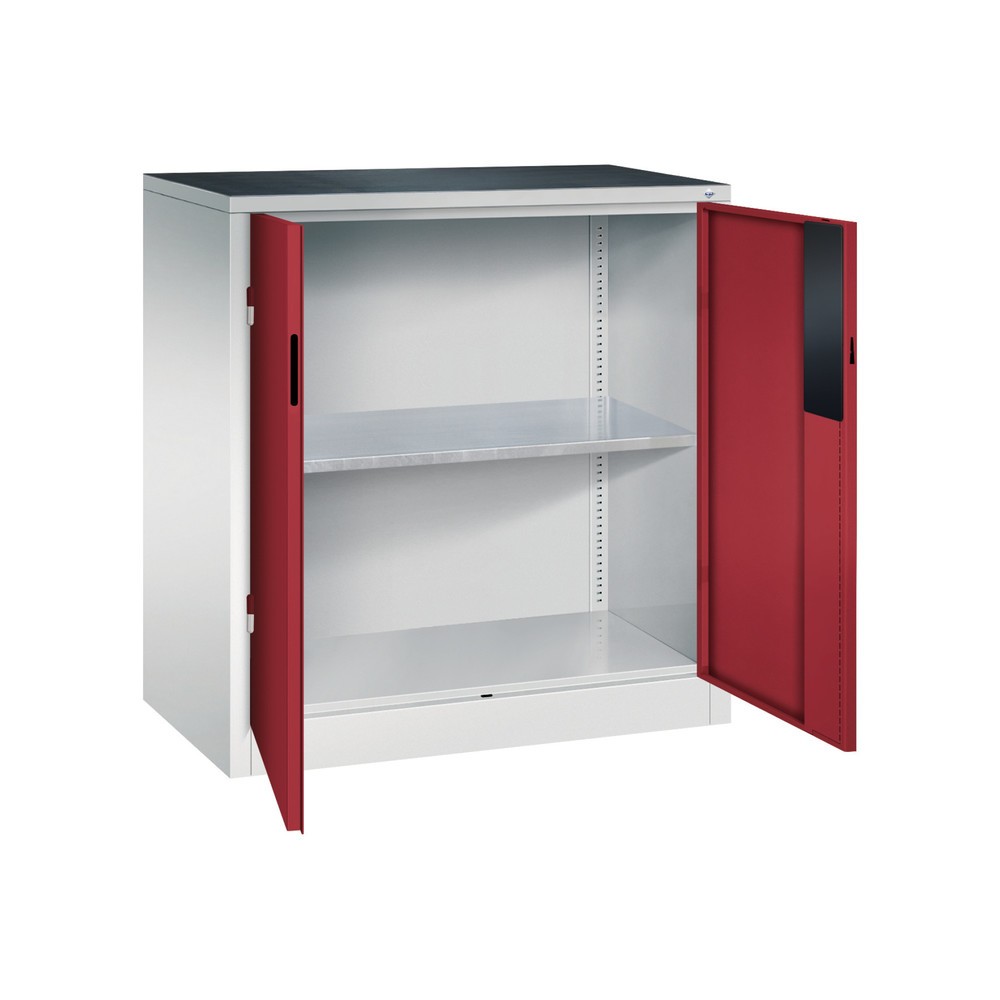 N° de l'image du produit 5 : Armoire pour charges lourdes C+P avec 1 tablette, H x l x P 1 000 x 930 x 500 mm, gris clair, rouge rubis