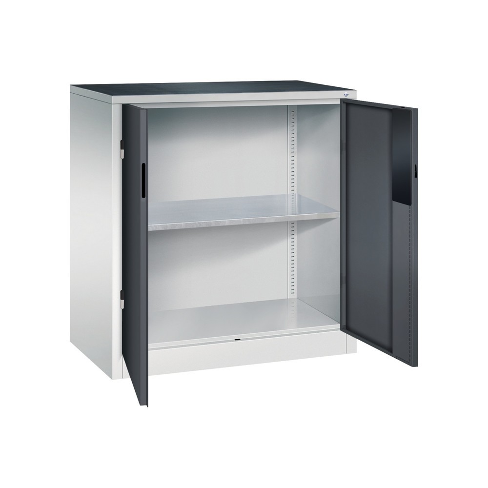N° de l'image du produit 5 : Armoire pour charges lourdes C+P avec 1 tablette, H x l x P 1 000 x 930 x 500 mm, gris clair, gris noir