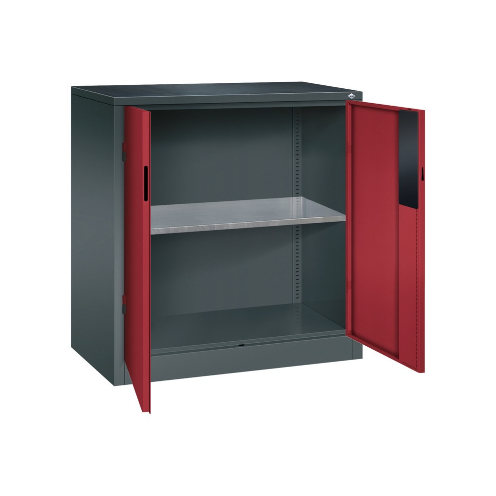 N° de l'image du produit 5 : Armoire pour charges lourdes C+P avec 1 tablette, H x l x P 1 000 x 930 x 500 mm, gris anthracite, rouge rubis