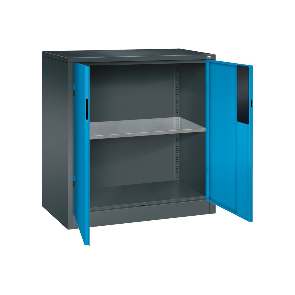 N° de l'image du produit 5 : Armoire pour charges lourdes C+P avec 1 tablette, H x l x P 1 000 x 930 x 500 mm, gris anthracite, bleu clair