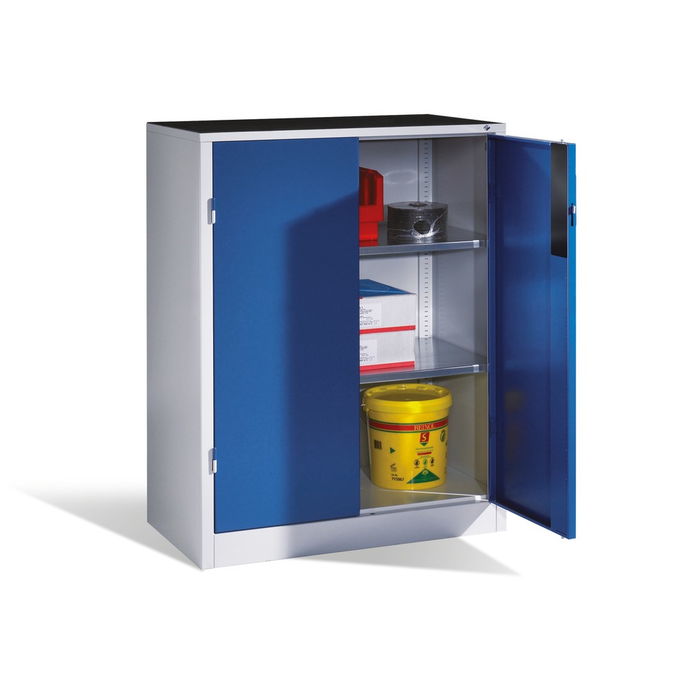 N° de l'image du produit 5 : Armoire pour charges lourdes C+P avec 2 tablettes, H x l x P 1 200 x 930 x 500 mm, gris clair, bleu gentiane