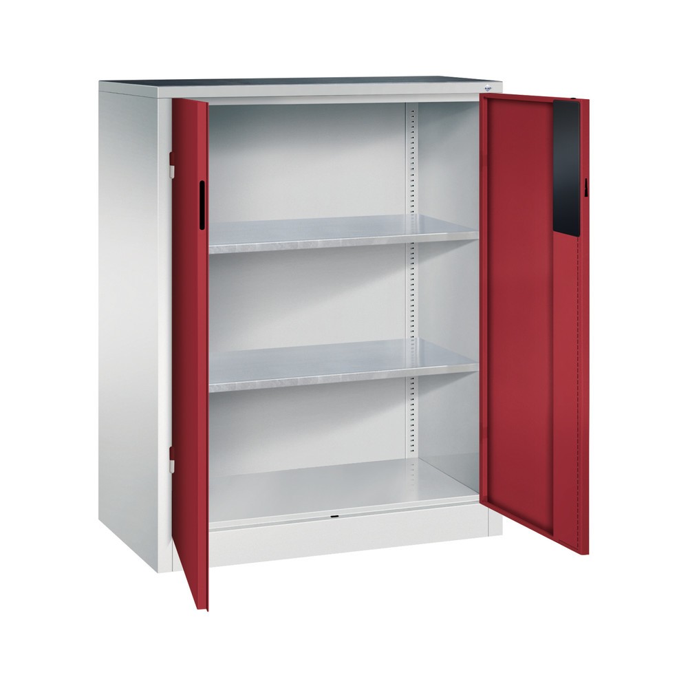 N° de l'image du produit 5 : Armoire pour charges lourdes C+P avec 2 tablettes, H x l x P 1 200 x 930 x 500 mm, gris clair, rouge rubis