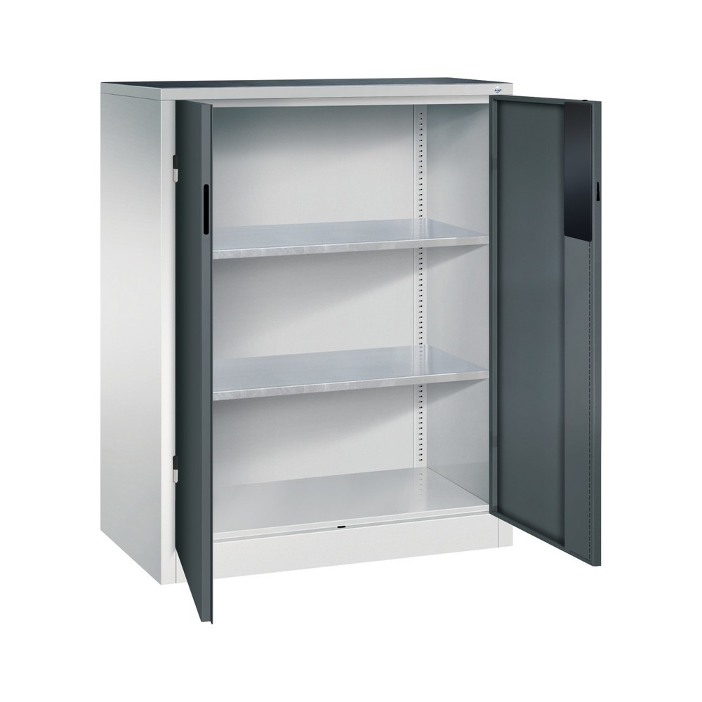 N° de l'image du produit 5 : Armoire pour charges lourdes C+P avec 2 tablettes, H x l x P 1 200 x 930 x 500 mm, gris clair, gris anthracite