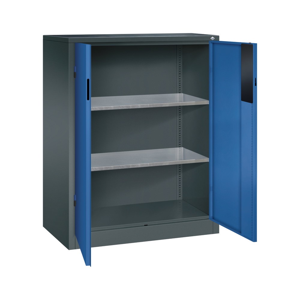 N° de l'image du produit 5 : Armoire pour charges lourdes C+P avec 2 tablettes, H x l x P 1 200 x 930 x 500 mm, gris anthracite, bleu gentiane