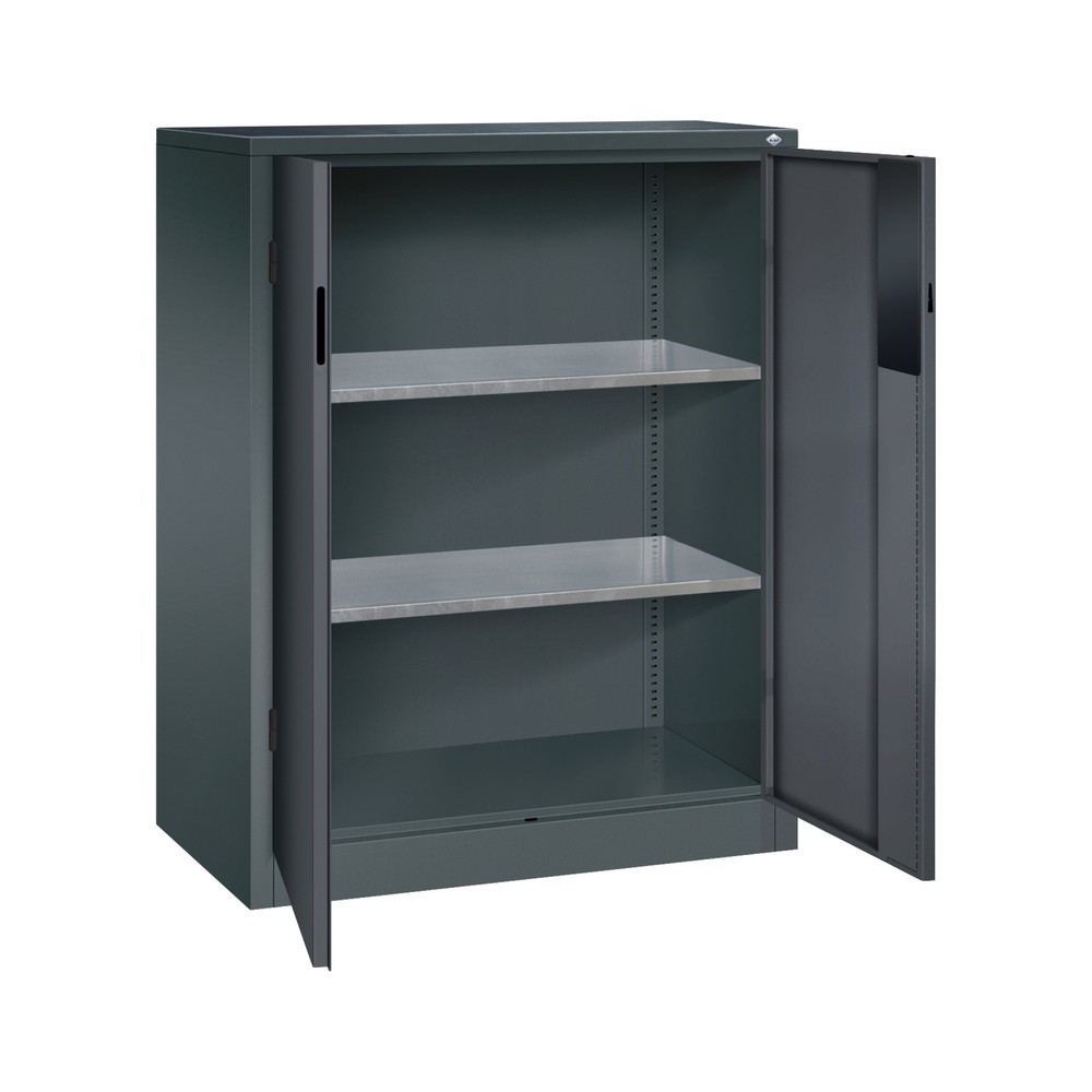 N° de l'image du produit 5 : Armoire pour charges lourdes C+P avec 2 tablettes, H x l x P 1 200 x 930 x 500 mm, gris anthracite, gris noir