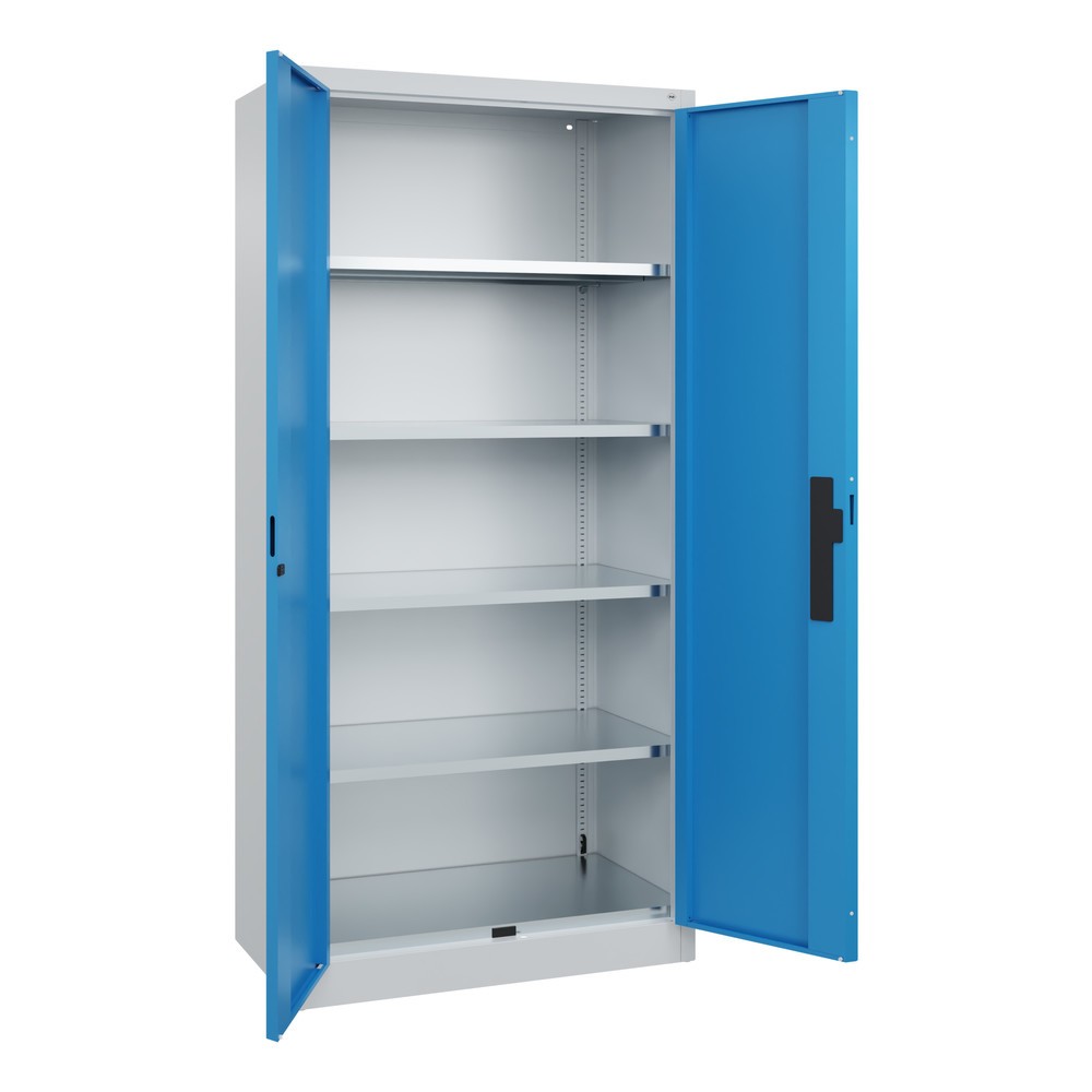 N° de l'image du produit 4 : Armoire pour charges lourdes C+P avec 4 tablettes, H x l x P 1 950 x 930 x 500 mm, gris clair, bleu clair