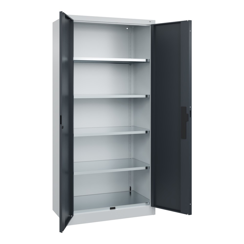 N° de l'image du produit 7 : Armoire pour charges lourdes C+P avec 4 tablettes, H x l x P 1 950 x 930 x 500 mm, gris clair, gris anthracite
