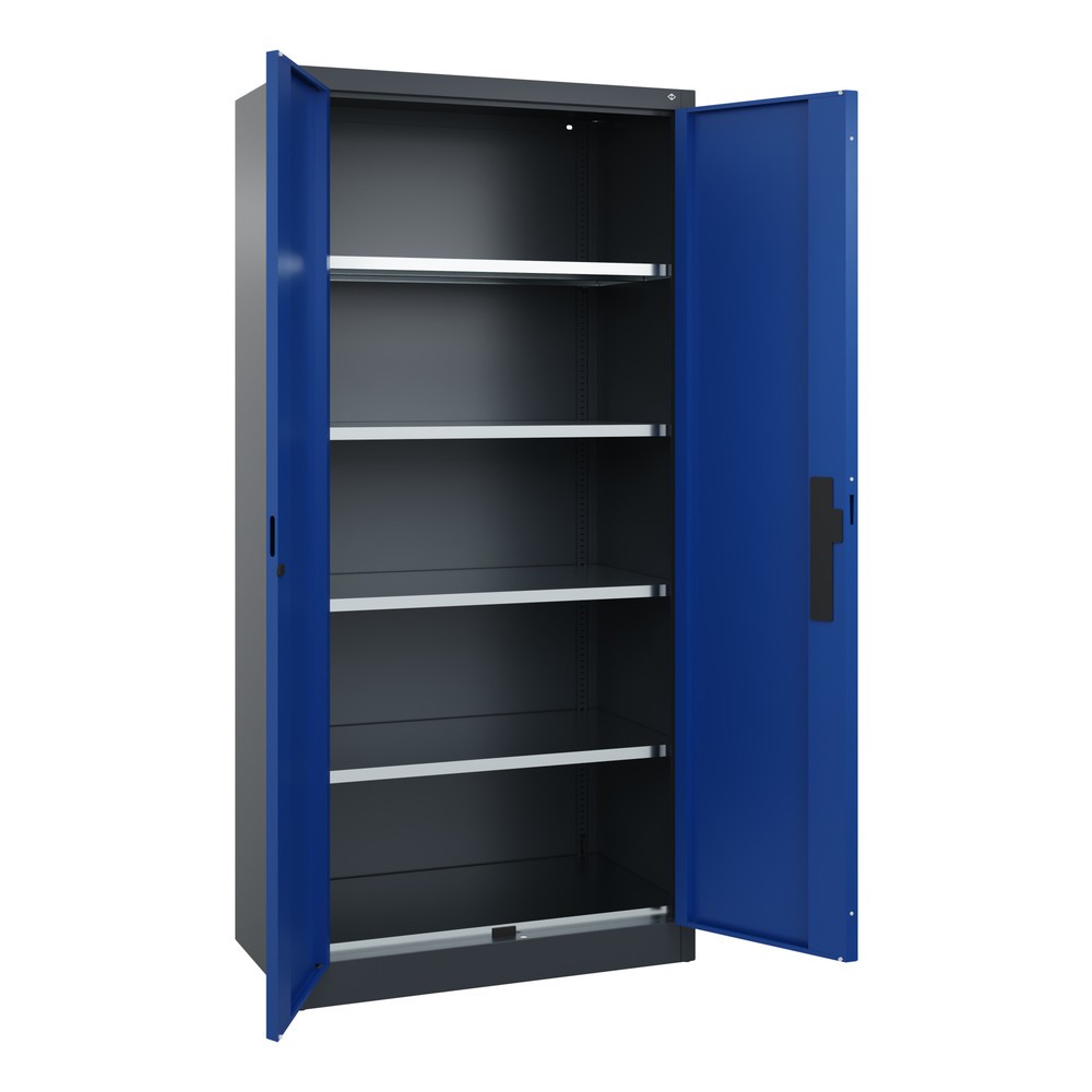 N° de l'image du produit 6 : Armoire pour charges lourdes C+P avec 4 tablettes, H x l x P 1 950 x 930 x 500 mm, gris anthracite, bleu gentiane