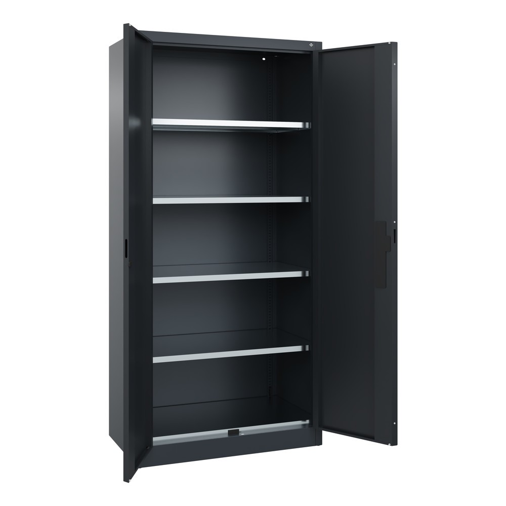N° de l'image du produit 6 : Armoire pour charges lourdes C+P avec 4 tablettes, H x l x P 1 950 x 930 x 500 mm, gris anthracite, gris noir