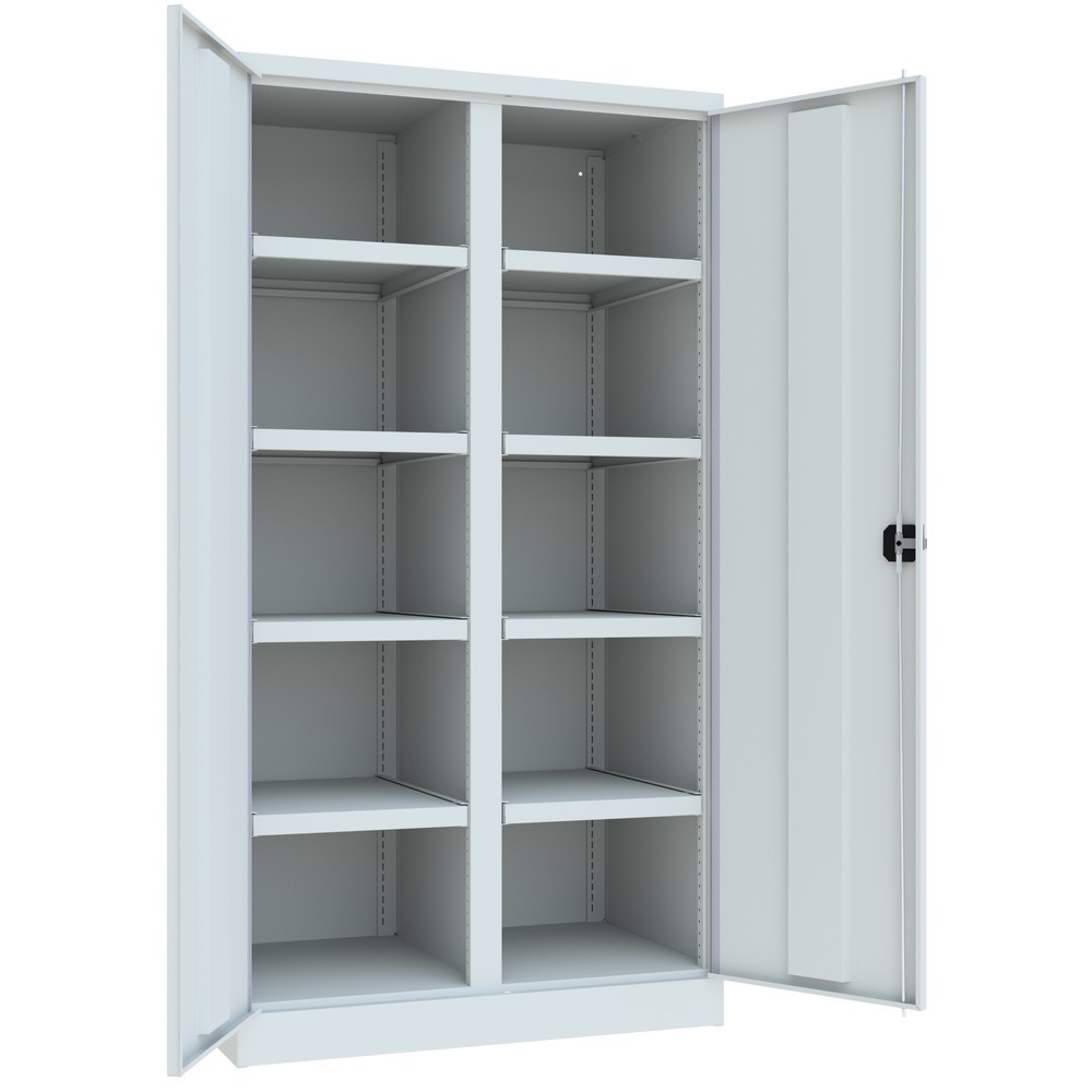N° de l'image du produit 3 : Armoire pour charges lourdes PAVOY Premium avec paroi intermédiaire, 8 tablettes, gris clair, gris clair