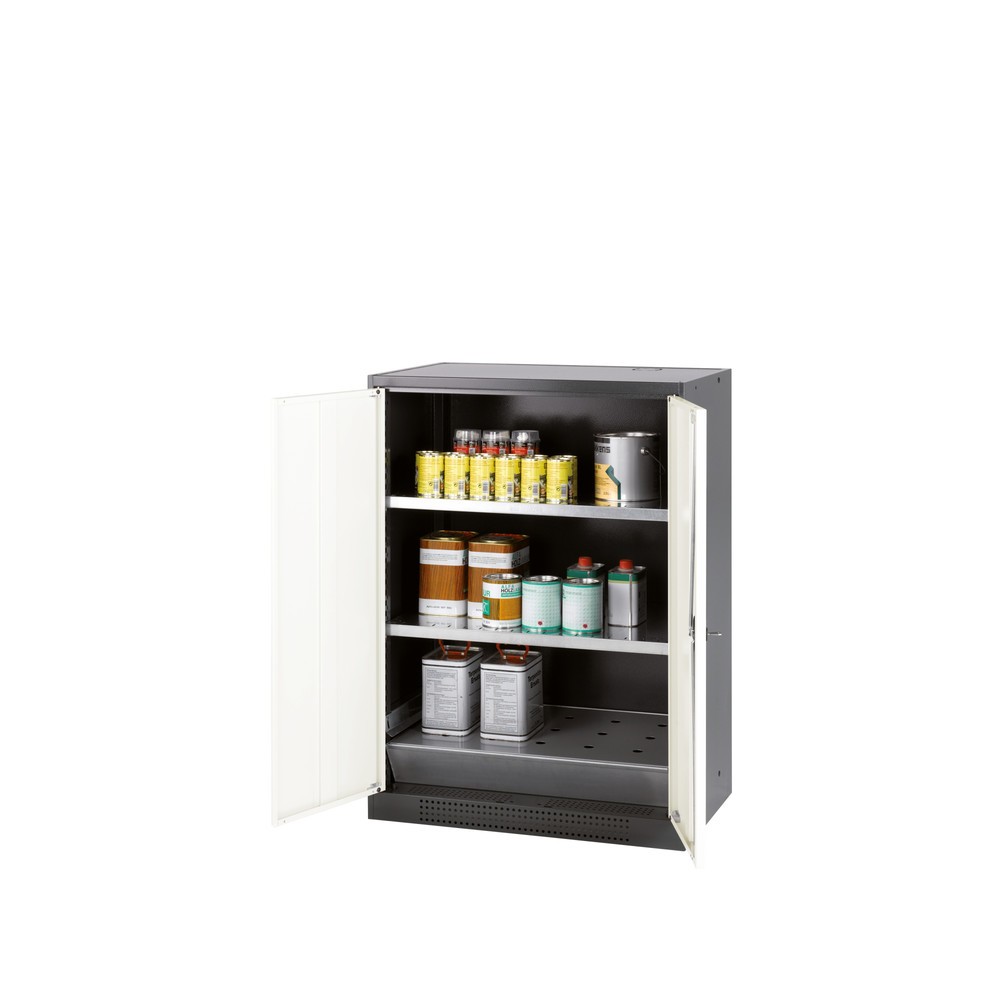 Illustration du produit: armoire à produits chimiques asecos® CS-CLASSIC, avec bac de rétention au sol en tôle perforée et 2 tablettes, haut. x larg. x prof. 1 105 x 810 x 520 mm, blanc pur