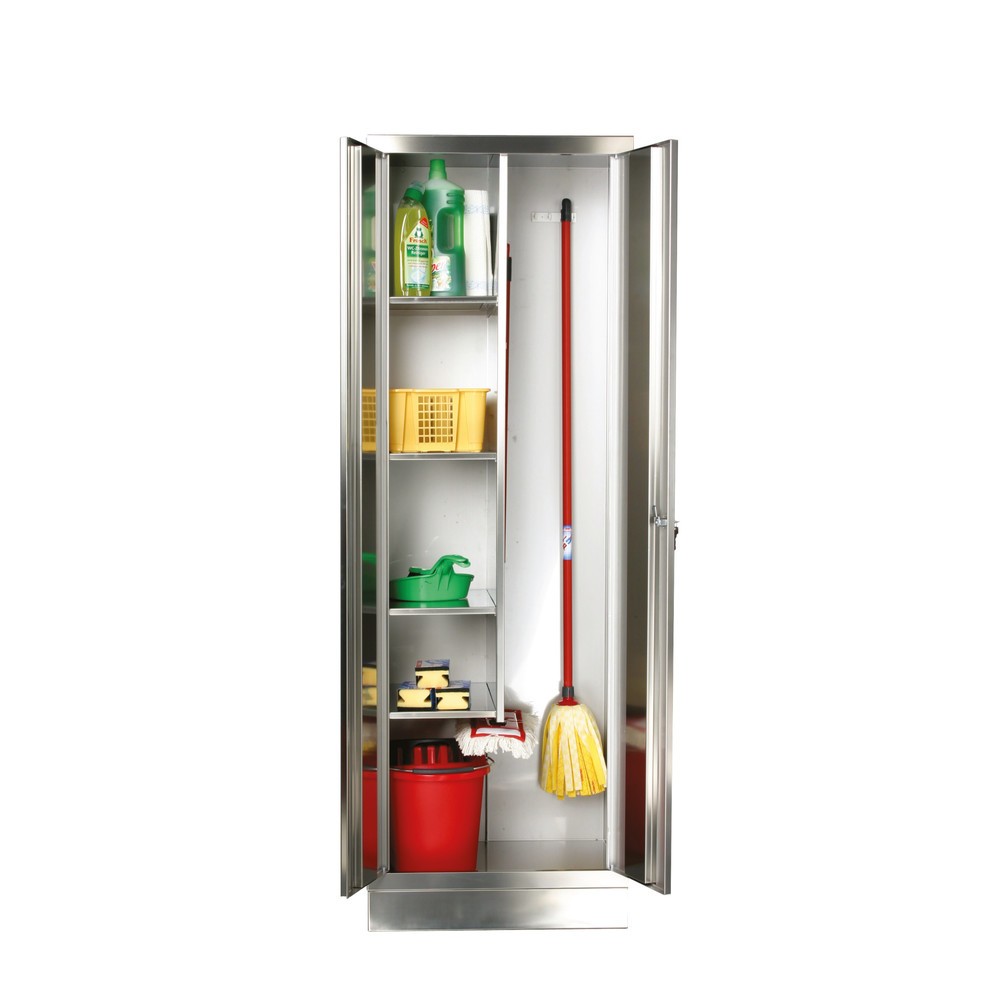 Illustration du produit: Armoire pour produits de nettoyage en acier inoxydable, H x l x P 1 800 x 600 x 500 mm, avec socle