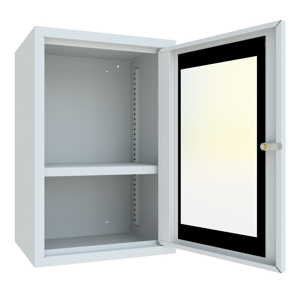 N° de l'image du produit 4 : Armoire suspendue PAVOY avec regard, H x l x P 600 x 400 x 300 mm, gris clair, gris clair