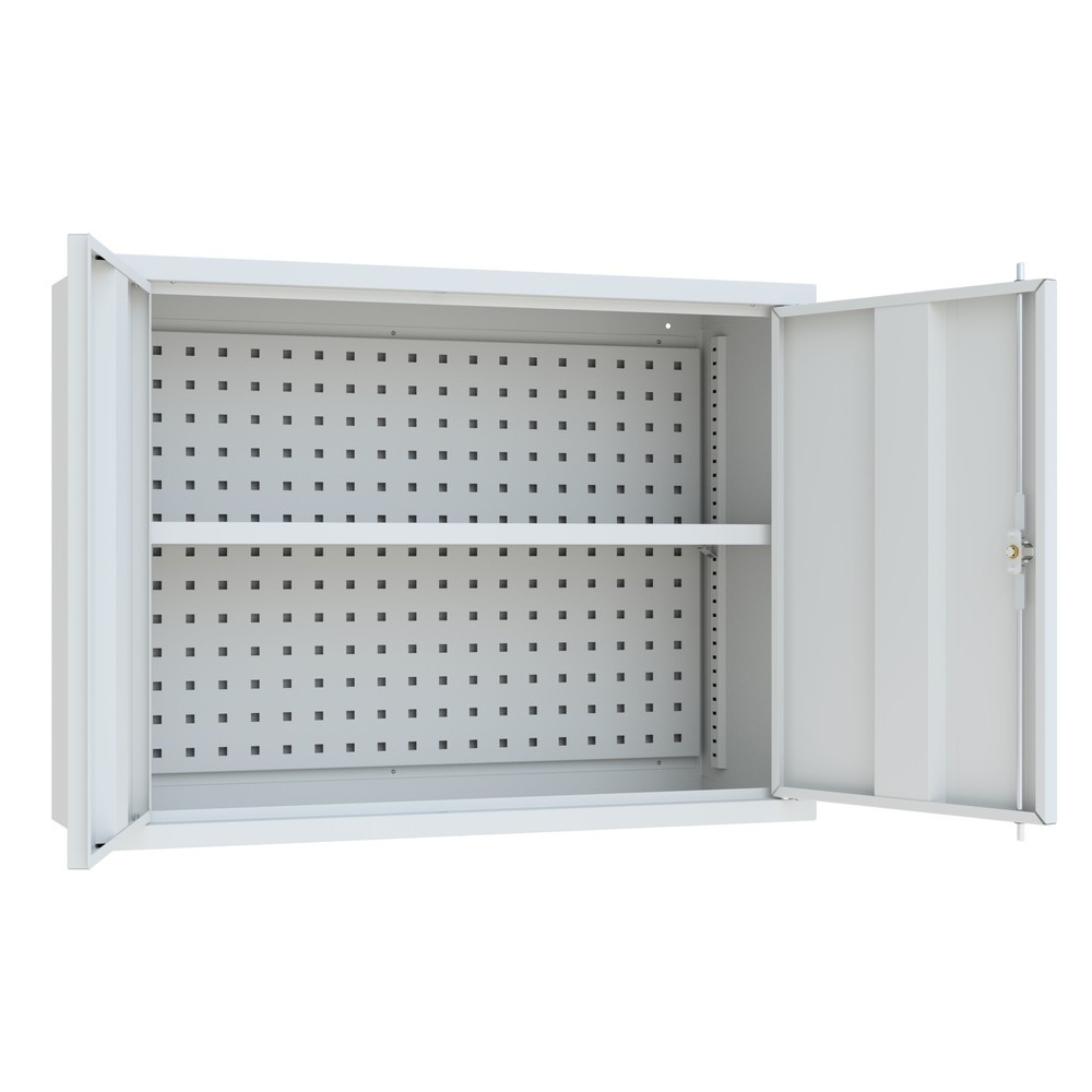N° de l'image du produit 3 : Armoire suspendue PAVOY, H x l x P 600 x 800 x 300 mm, paroi arrière perforée, gris clair, gris clair