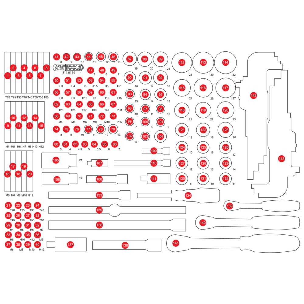 Produktabbildung: KS TOOLS Leere Schaumstoffeinlage zu 811.0159