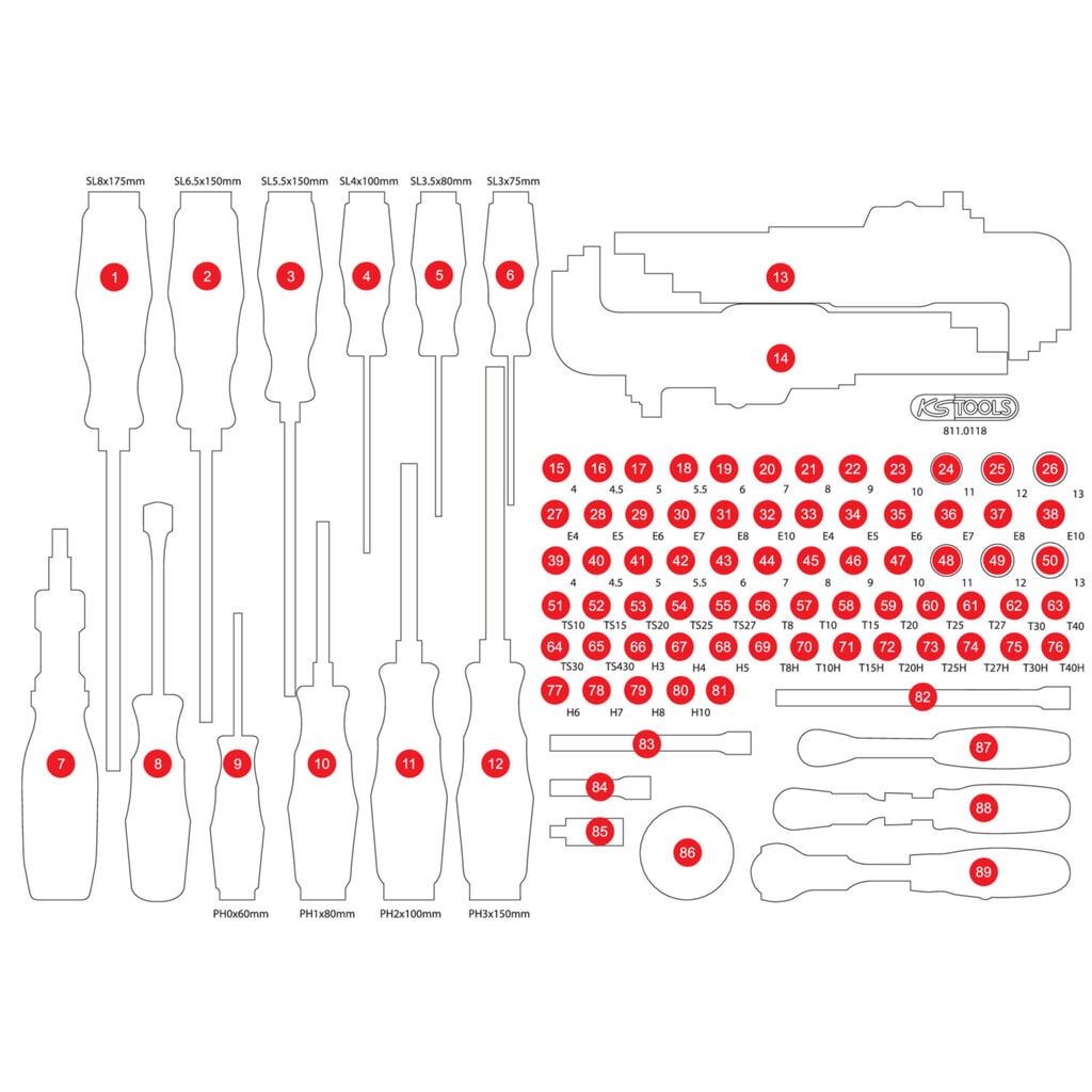 Produktabbildung: KS TOOLS Leere Schaumstoffeinlage zu 811.0105