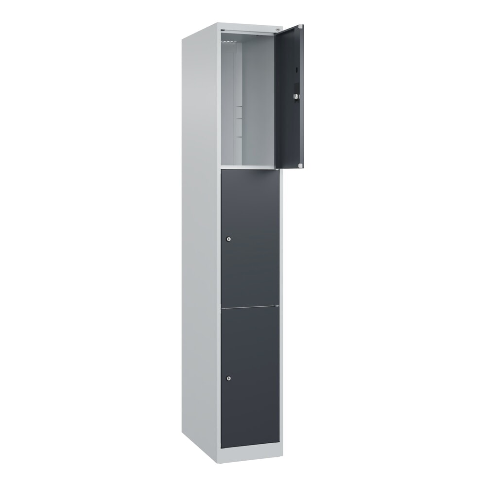 Produktabbildung Nr. 1: C+P Schließfachschrank Classic PLUS, 1 Abteil, HxBxT 1.850 x 300 x 500 mm, lichtgrau, anthrazitgrau, 3 Fächer, Zylinderschloss