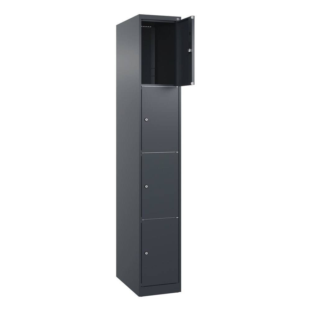 Produktabbildung Nr. 1: C+P Schließfachschrank Classic PLUS, 1 Abteil, HxBxT 1.850 x 300 x 500 mm, anthrazitgrau, anthrazitgrau, 4 Fächer, Zylinderschloss