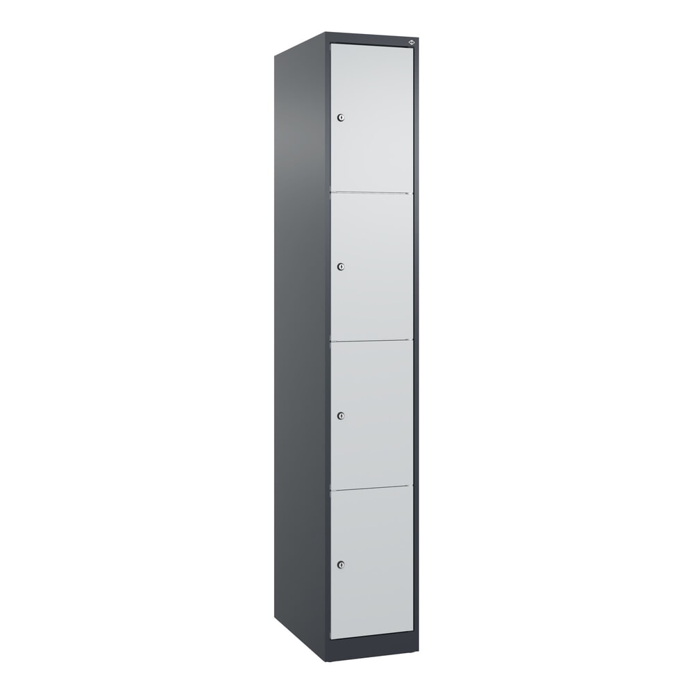 Produktabbildung Nr. 9: C+P Schließfachschrank Classic PLUS, 1 Abteil, HxBxT 1.850 x 300 x 500 mm, anthrazitgrau, lichtgrau, 4 Fächer, Zylinderschloss