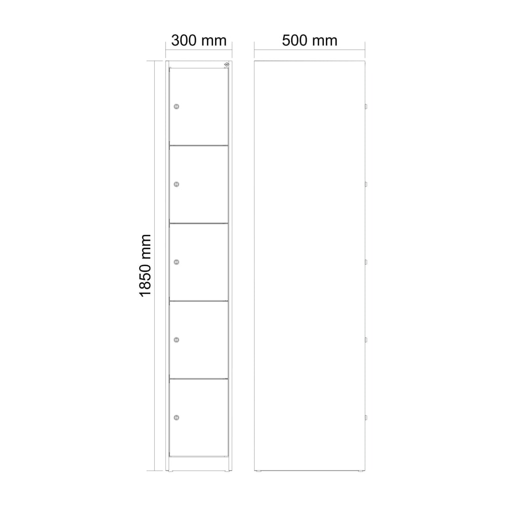 Produktabbildung Nr. 8: C+P Schließfachschrank Classic PLUS, 1 Abteil, HxBxT 1.850 x 300 x 500 mm, lichtgrau, anthrazitgrau, 5 Fächer, Zylinderschloss
