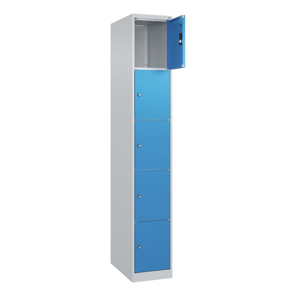 Produktabbildung Nr. 1: C+P Schließfachschrank Classic PLUS, 1 Abteil, HxBxT 1.850 x 300 x 500 mm, lichtgrau, lichtblau, 5 Fächer, Zylinderschloss