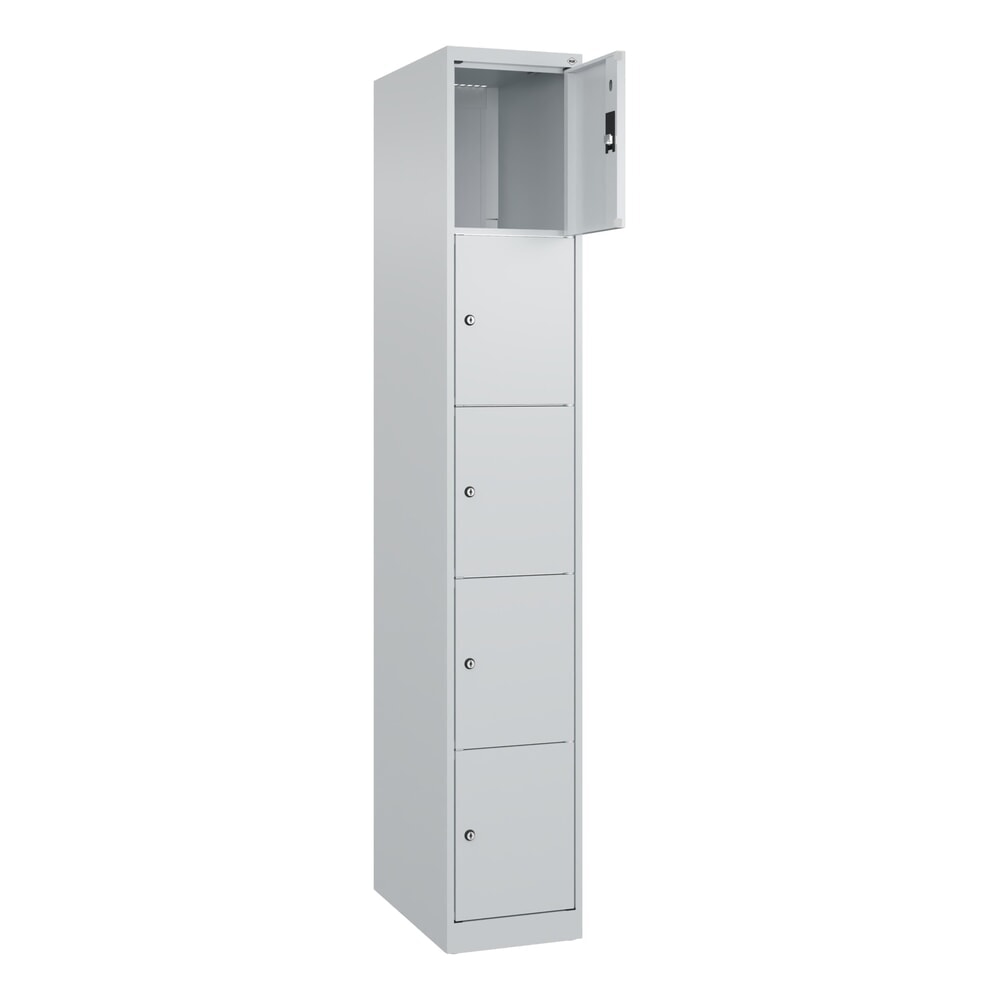 Produktabbildung Nr. 1: C+P Schließfachschrank Classic PLUS, 1 Abteil, HxBxT 1.850 x 300 x 500 mm, lichtgrau, lichtgrau, 5 Fächer, Zylinderschloss