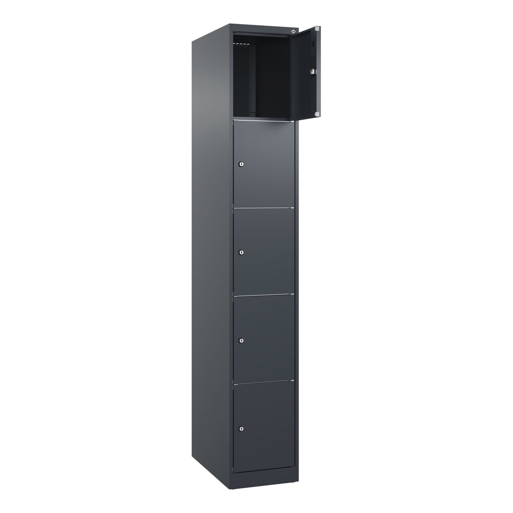 Produktabbildung Nr. 1: C+P Schließfachschrank Classic PLUS, 1 Abteil, HxBxT 1.850 x 300 x 500 mm, anthrazitgrau, anthrazitgrau, 5 Fächer, Zylinderschloss