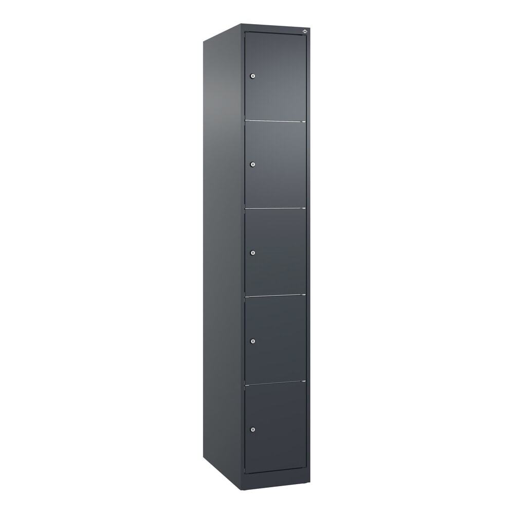 Produktabbildung Nr. 9: C+P Schließfachschrank Classic PLUS, 1 Abteil, HxBxT 1.850 x 300 x 500 mm, anthrazitgrau, anthrazitgrau, 5 Fächer, Zylinderschloss