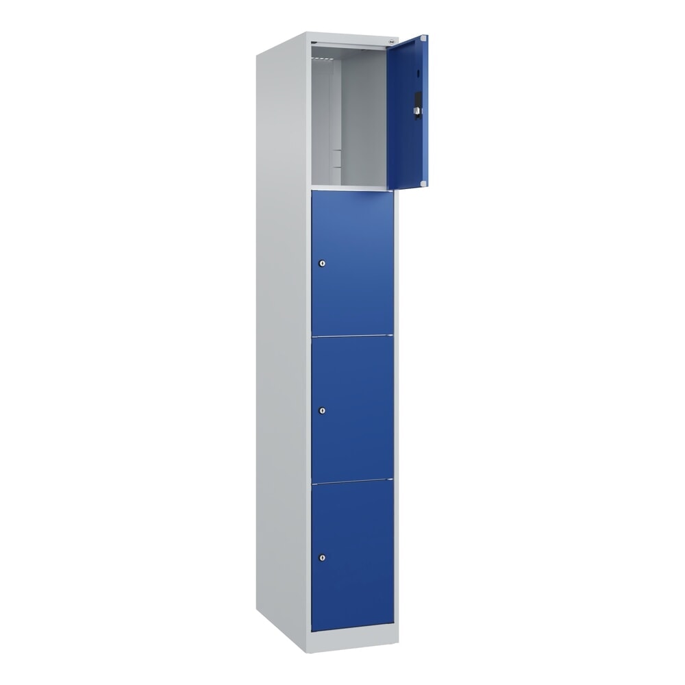 Produktabbildung Nr. 1: C+P Schließfachschrank Classic PLUS, 1 Abteil, HxBxT 1.850 x 300 x 500 mm, lichtgrau, enzianblau, 4 Fächer, Zylinderschloss