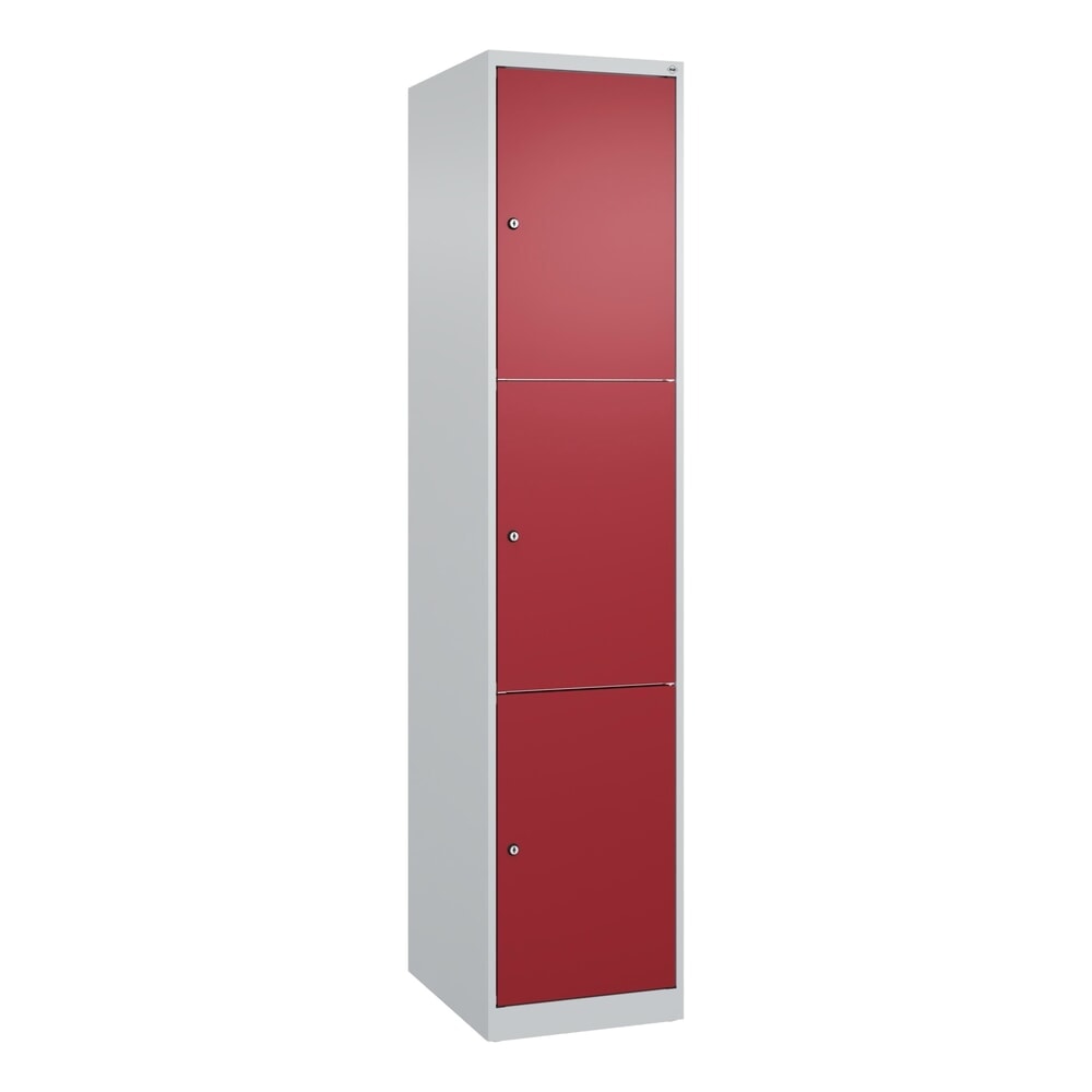 Produktabbildung Nr. 8: C+P Schließfachschrank Classic PLUS, 1 Abteil, HxBxT 1.850 x 400 x 500 mm, lichtgrau, rubinrot, 3 Fächer, Zylinderschloss