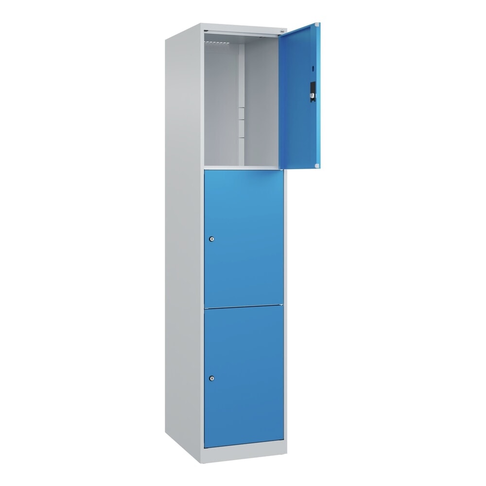 Produktabbildung Nr. 1: C+P Schließfachschrank Classic PLUS, 1 Abteil, HxBxT 1.850 x 400 x 500 mm, lichtgrau, lichtblau, 3 Fächer, Zylinderschloss