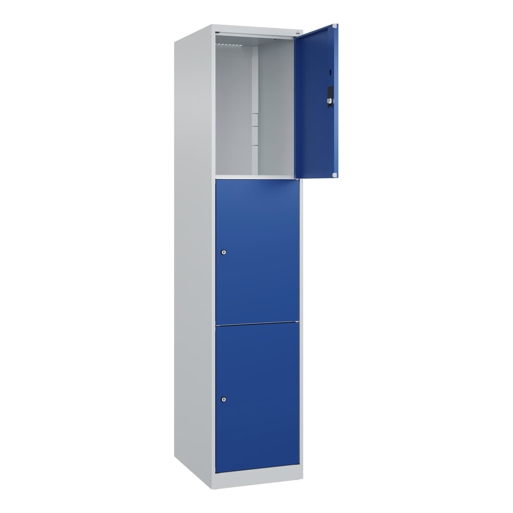 Produktabbildung Nr. 1: C+P Schließfachschrank Classic PLUS, 1 Abteil, HxBxT 1.850 x 400 x 500 mm, lichtgrau, enzianblau, 3 Fächer, Zylinderschloss