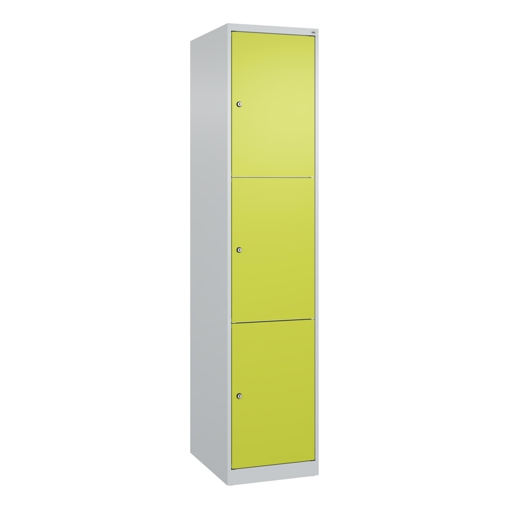Produktabbildung Nr. 9: C+P Schließfachschrank Classic PLUS, 1 Abteil, HxBxT 1.850 x 400 x 500 mm, lichtgrau, clowngrün, 3 Fächer, Zylinderschloss