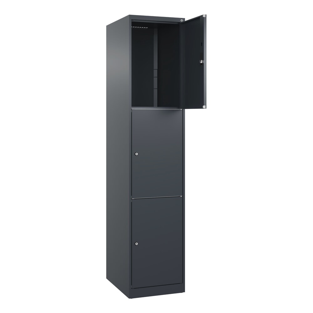 Produktabbildung: C+P Schließfachschrank Classic PLUS, 1 Abteil, HxBxT 1.850 x 400 x 500 mm, anthrazitgrau, anthrazitgrau, 3 Fächer, Zylinderschloss