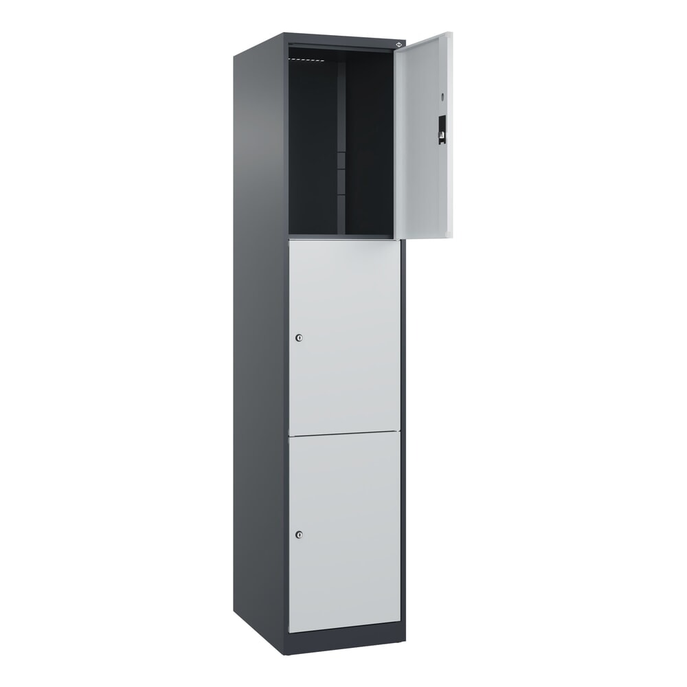Produktabbildung Nr. 1: C+P Schließfachschrank Classic PLUS, 1 Abteil, HxBxT 1.850 x 400 x 500 mm, anthrazitgrau, lichtgrau, 3 Fächer, Zylinderschloss