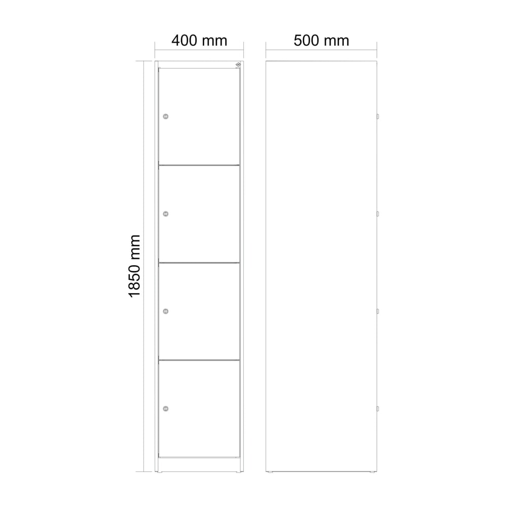 Produktabbildung Nr. 8: C+P Schließfachschrank Classic PLUS, 1 Abteil, HxBxT 1.850 x 400 x 500 mm, lichtgrau, lichtblau, 4 Fächer, Zylinderschloss