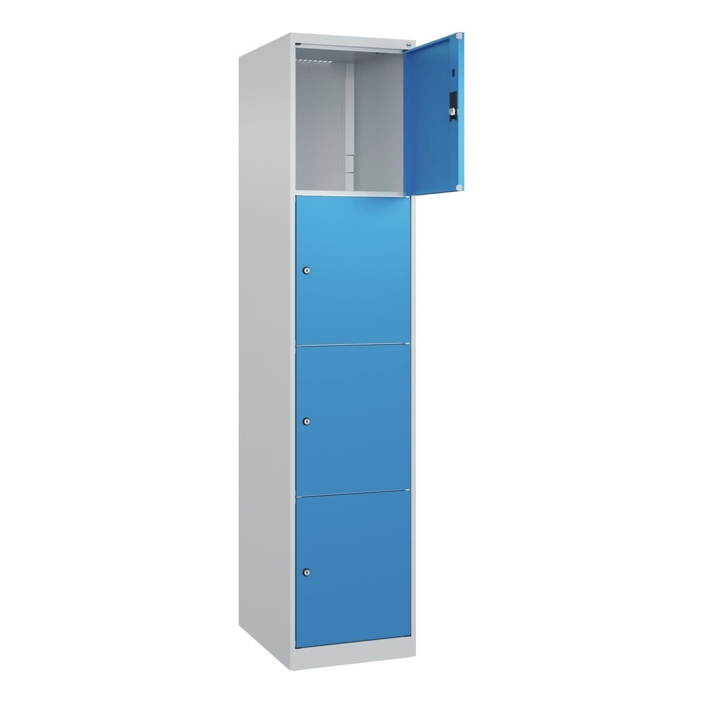 Produktabbildung Nr. 1: C+P Schließfachschrank Classic PLUS, 1 Abteil, HxBxT 1.850 x 400 x 500 mm, lichtgrau, lichtblau, 4 Fächer, Zylinderschloss