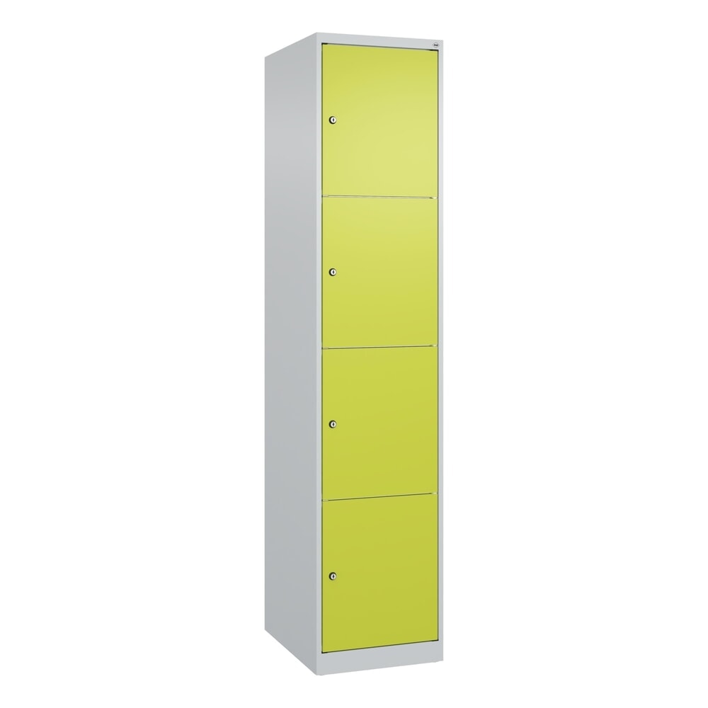 Produktabbildung Nr. 9: C+P Schließfachschrank Classic PLUS, 1 Abteil, HxBxT 1.850 x 400 x 500 mm, lichtgrau, clowngrün, 4 Fächer, Zylinderschloss