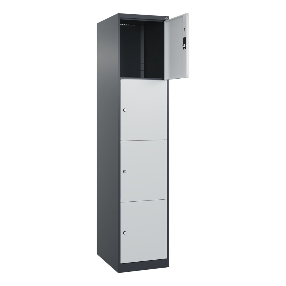 Produktabbildung Nr. 1: C+P Schließfachschrank Classic PLUS, 1 Abteil, HxBxT 1.850 x 400 x 500 mm, anthrazitgrau, lichtgrau, 4 Fächer, Zylinderschloss