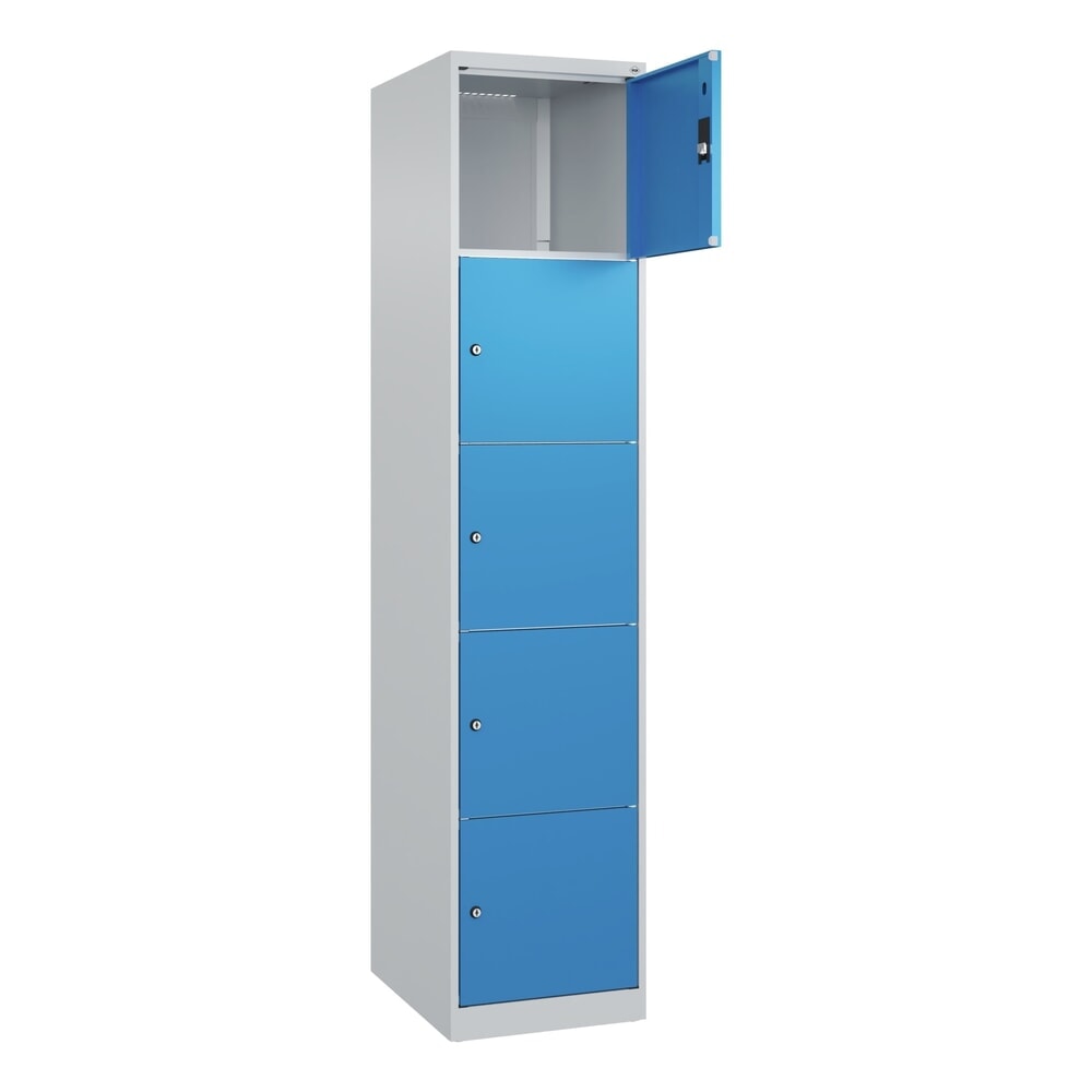 Produktabbildung Nr. 1: C+P Schließfachschrank Classic PLUS, 1 Abteil, HxBxT 1.850 x 400 x 500 mm, lichtgrau, lichtblau, 5 Fächer, Zylinderschloss
