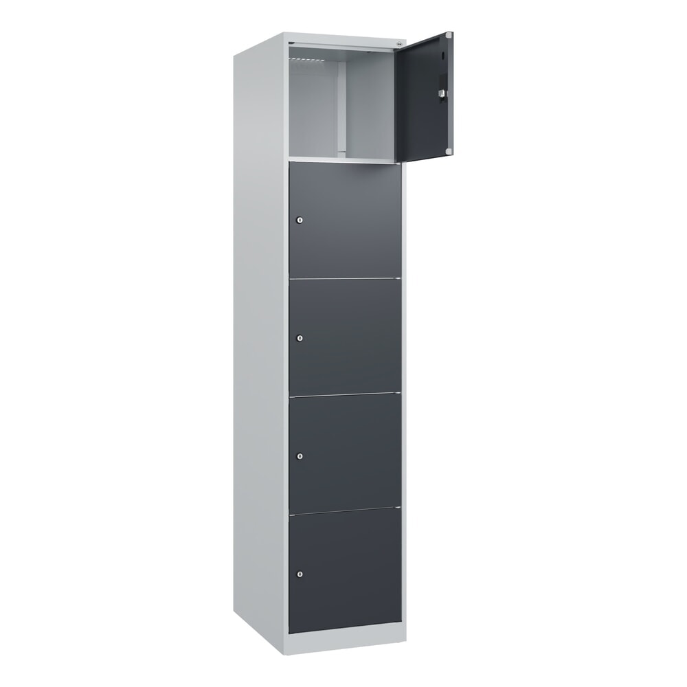 Produktabbildung Nr. 1: C+P Schließfachschrank Classic PLUS, 1 Abteil, HxBxT 1.850 x 400 x 500 mm, lichtgrau, anthrazitgrau, 5 Fächer, Zylinderschloss