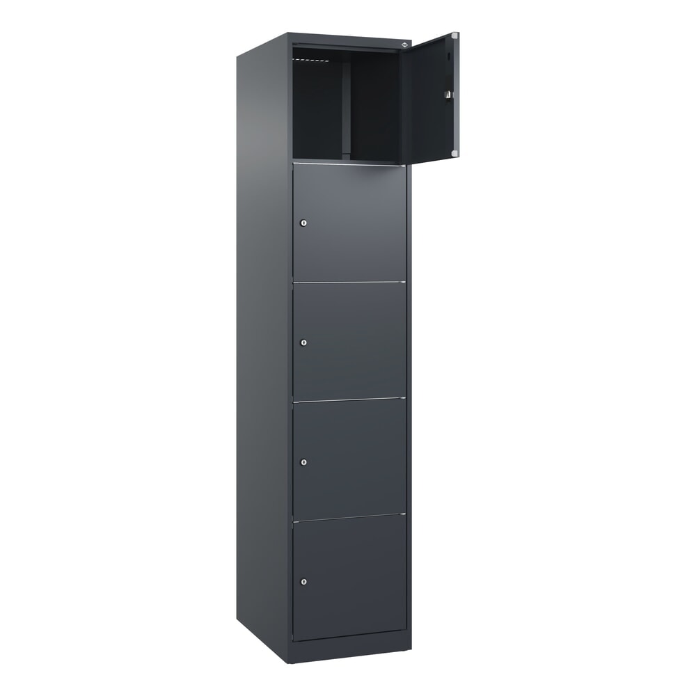 Produktabbildung Nr. 1: C+P Schließfachschrank Classic PLUS, 1 Abteil, HxBxT 1.850 x 400 x 500 mm, anthrazitgrau, anthrazitgrau, 5 Fächer, Zylinderschloss
