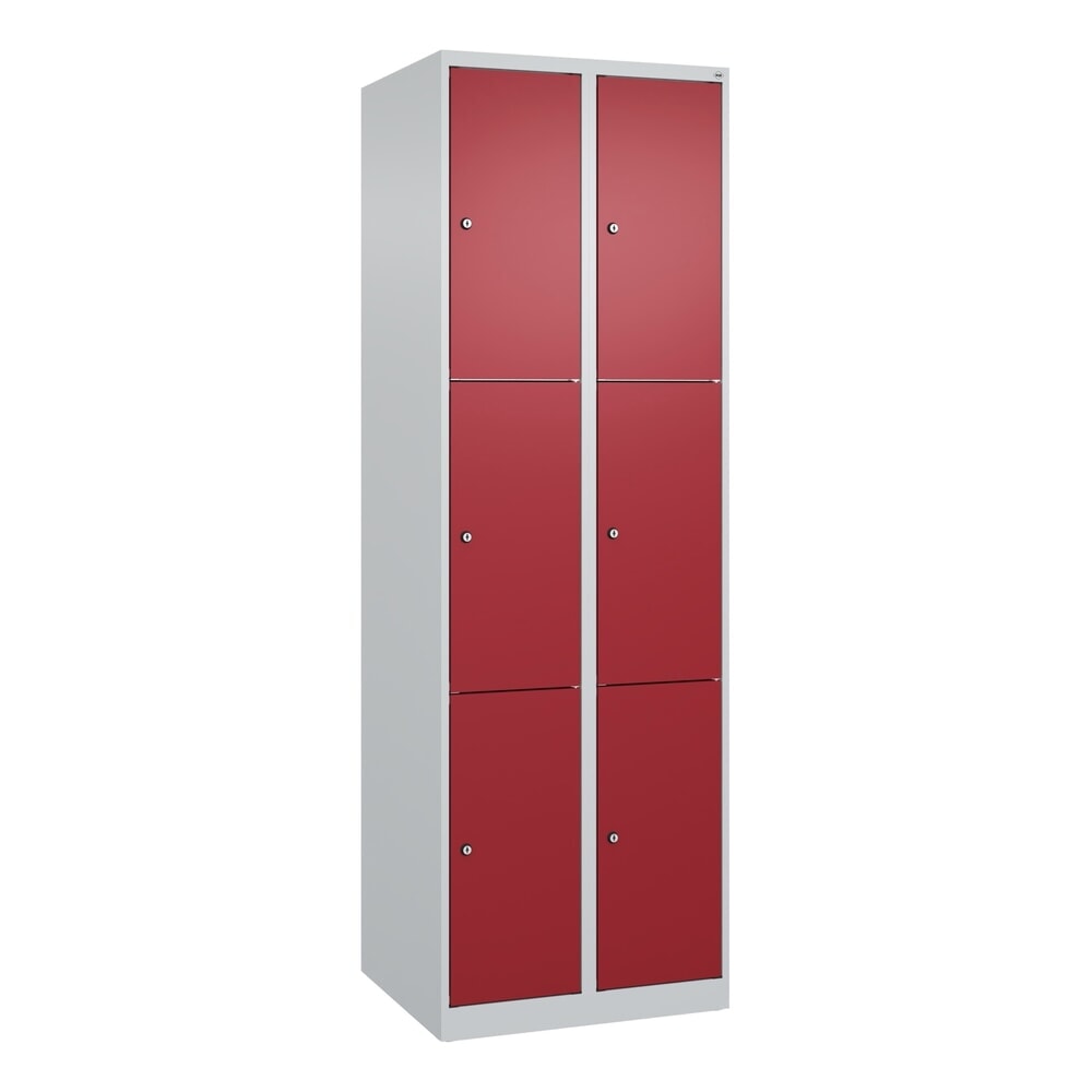 Produktabbildung Nr. 8: C+P Schließfachschrank Classic PLUS, 2 Abteile, HxBxT 1.850 x 600 x 500 mm, lichtgrau, rubinrot, 6 Fächer, Zylinderschloss